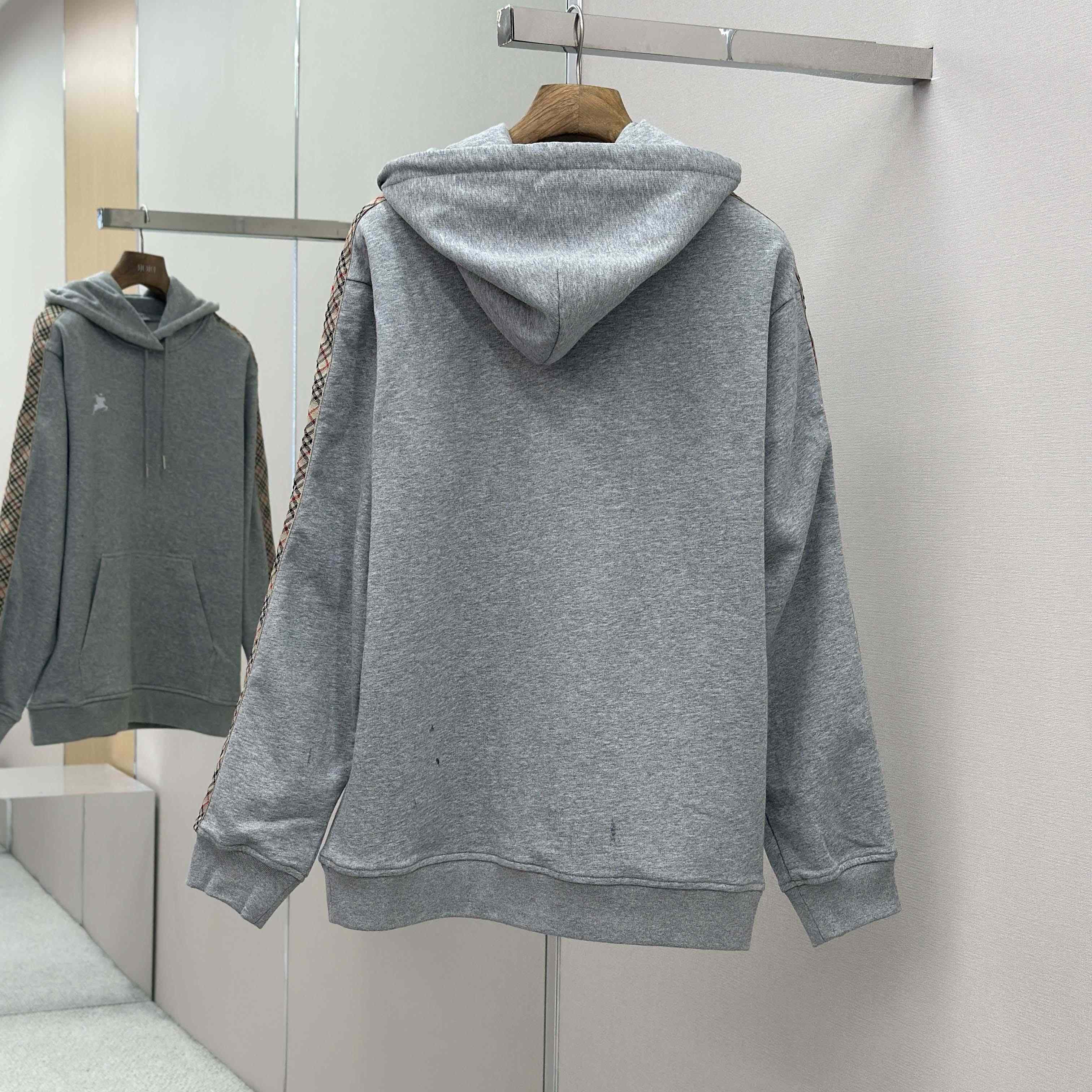 Burberry Check Trim Cotton Hoodie - FashionPlug