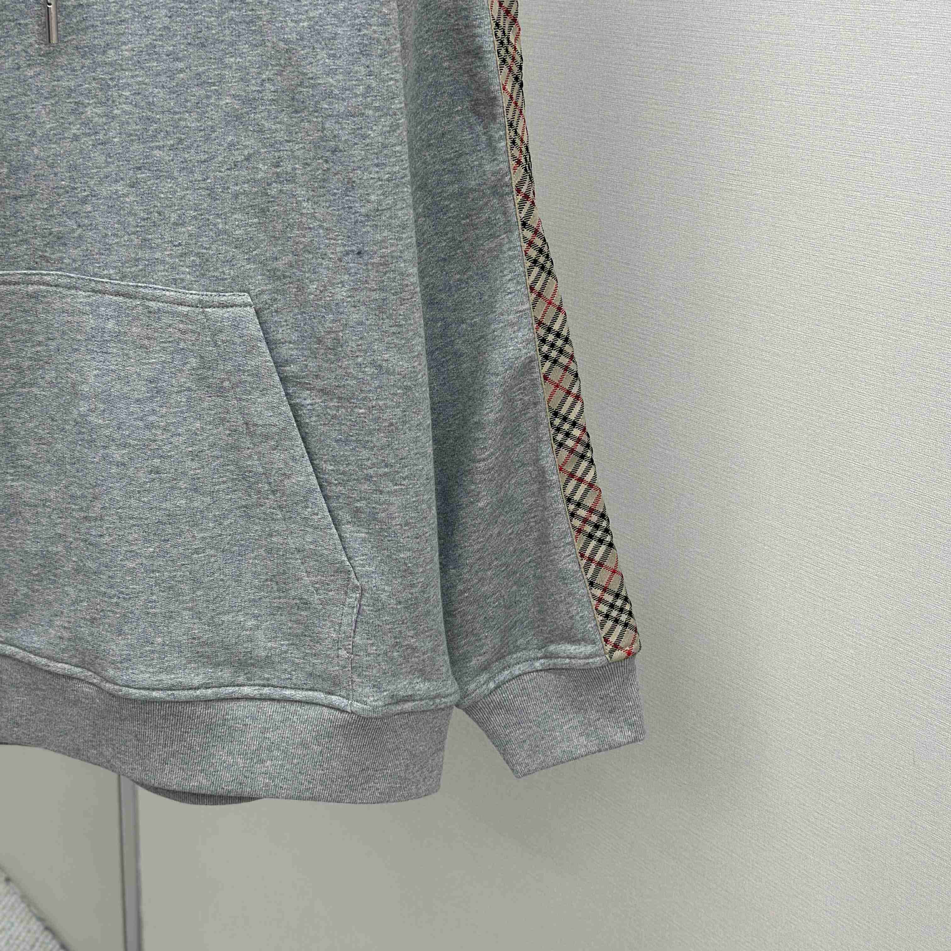 Burberry Check Trim Cotton Hoodie - FashionPlug