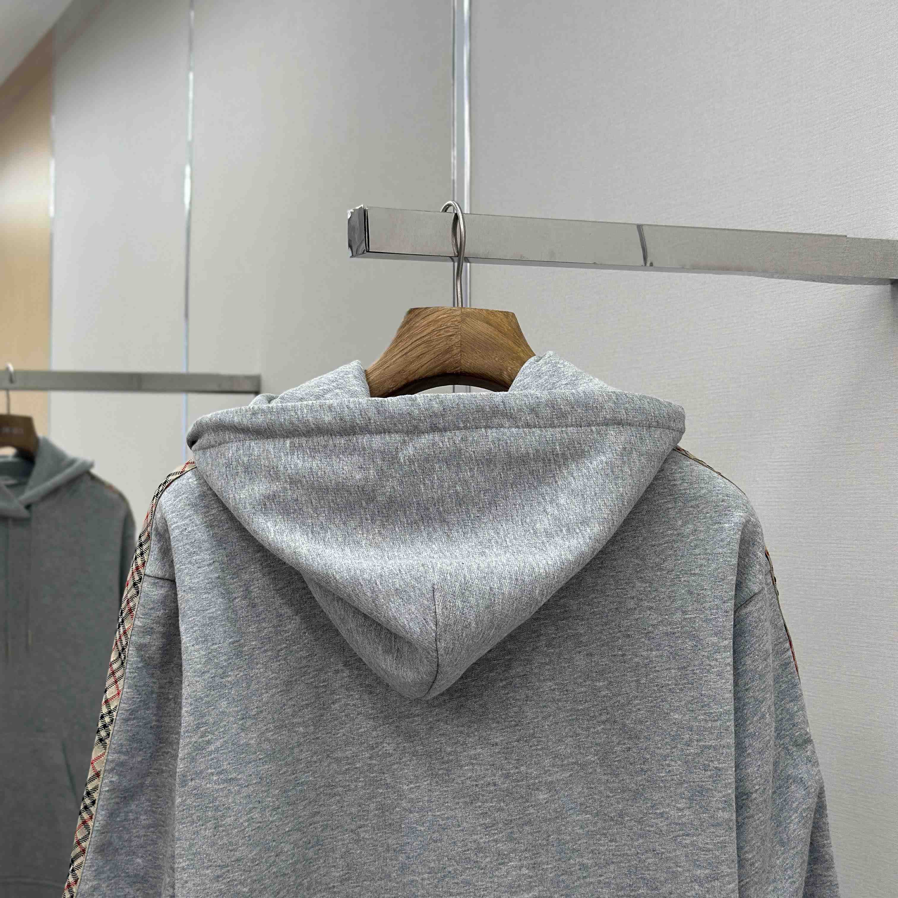 Burberry Check Trim Cotton Hoodie - FashionPlug