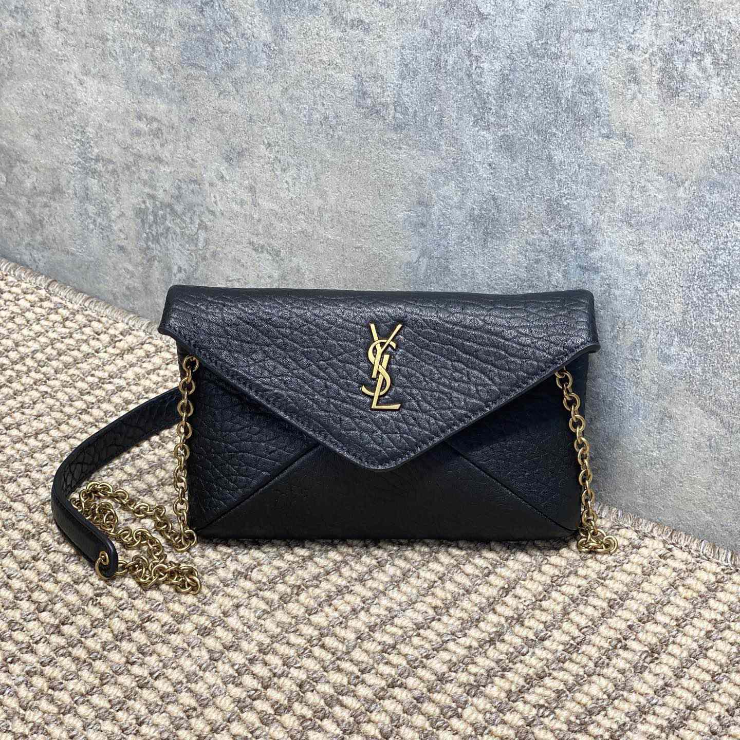 Saint Laurent Cassandre Chain Pouch In Lambskin - FashionPlug
