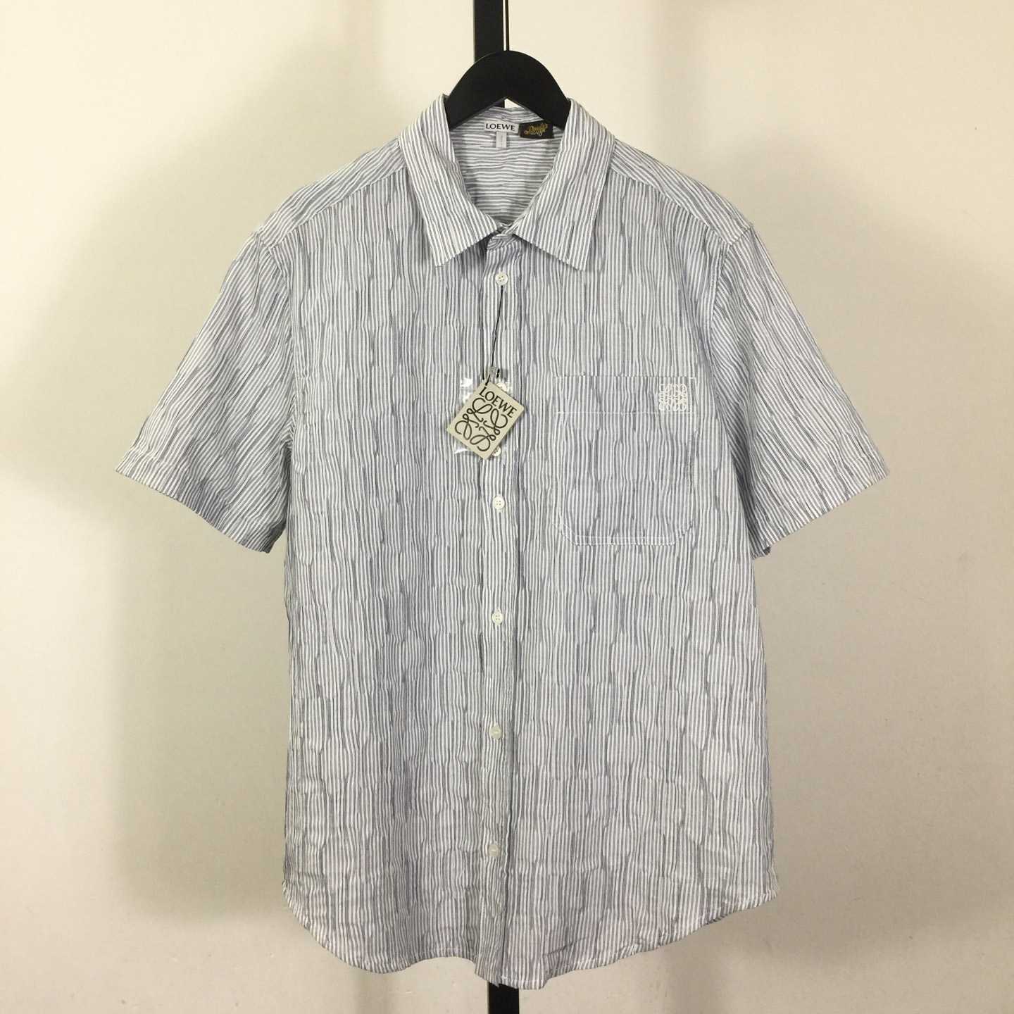 Loewe Striped Short-Sleeve Shirt 'Blue/White' - FashionPlug