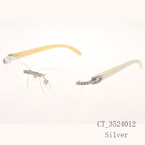 Cartier CT_3524012 Diamond White Buffalo Eyeglasses In Silver - FashionPlug