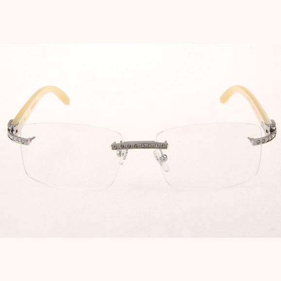 Cartier CT_3524012 Diamond White Buffalo Eyeglasses In Silver - FashionPlug