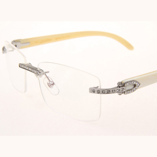 Cartier CT_3524012 Diamond White Buffalo Eyeglasses In Silver - FashionPlug