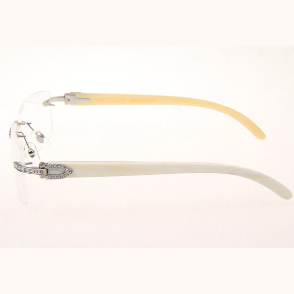Cartier CT_3524012 Diamond White Buffalo Eyeglasses In Silver - FashionPlug