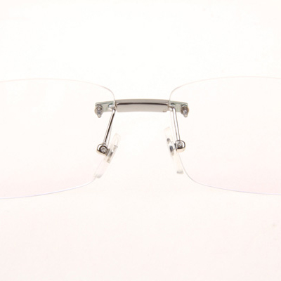 Cartier CT_3524012 Diamond White Buffalo Eyeglasses In Silver - FashionPlug