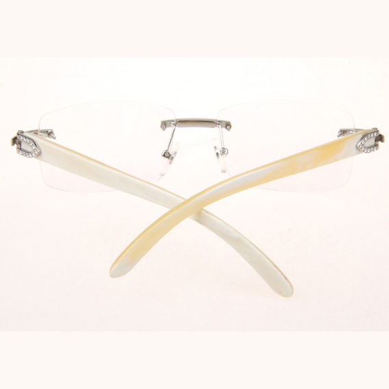 Cartier CT_3524012 Diamond White Buffalo Eyeglasses In Silver - FashionPlug