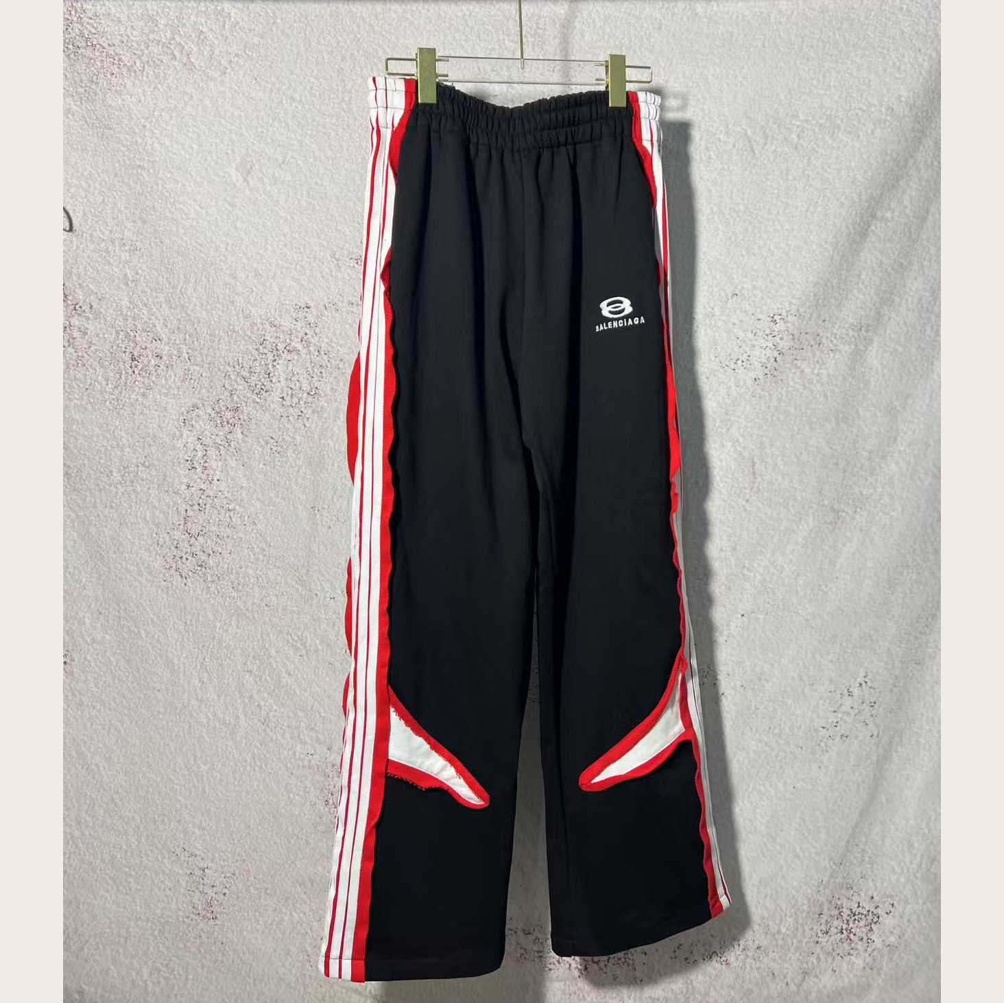 Balenciaga Cut-Up Oversized Sweatpants In Faded Black And White Dry Fleece - FashionPlug