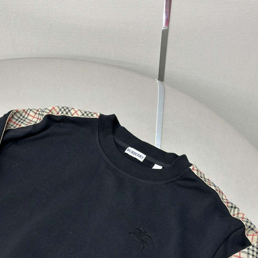 Burberry Check Trim Cotton Sweatshirt - FashionPlug