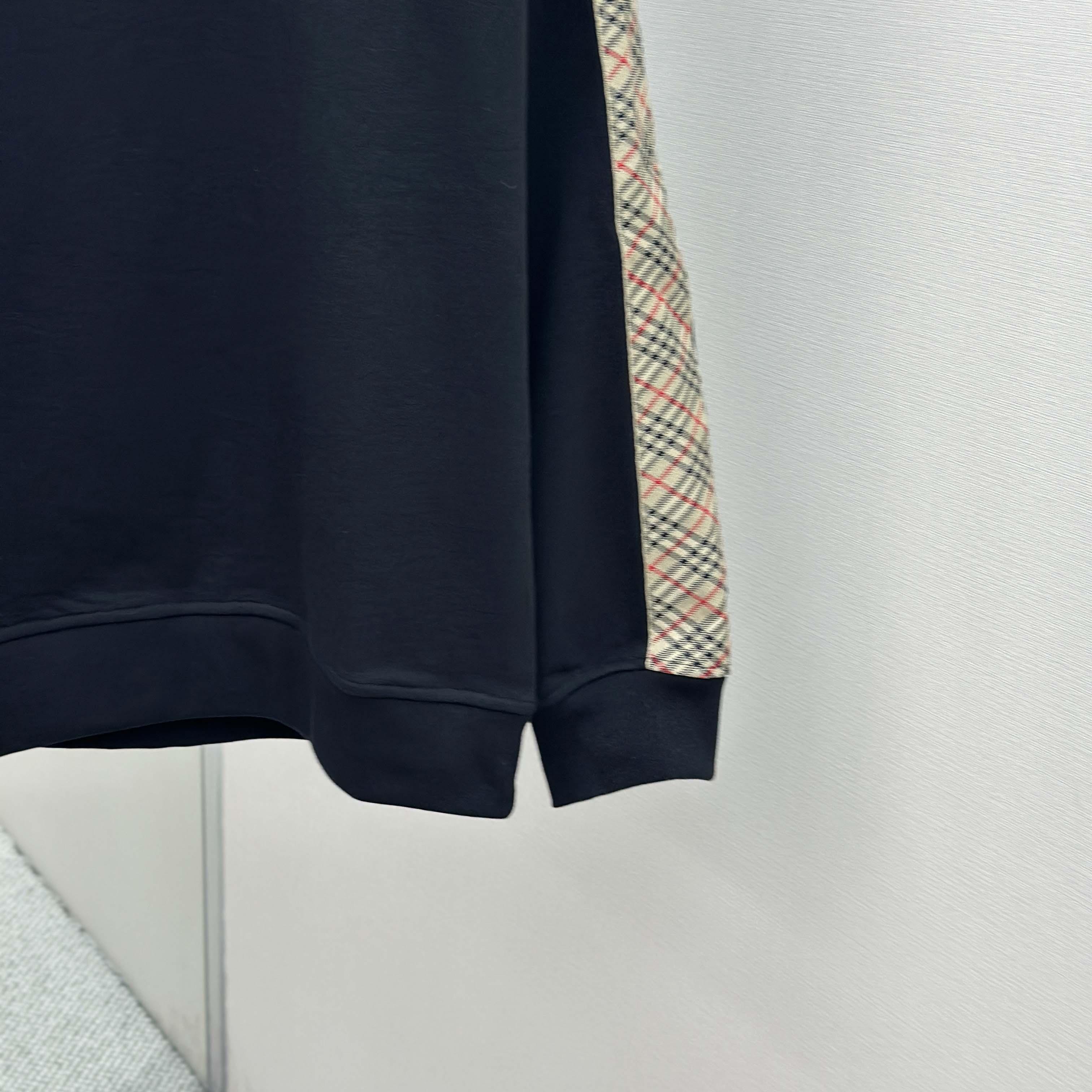 Burberry Check Trim Cotton Sweatshirt - FashionPlug