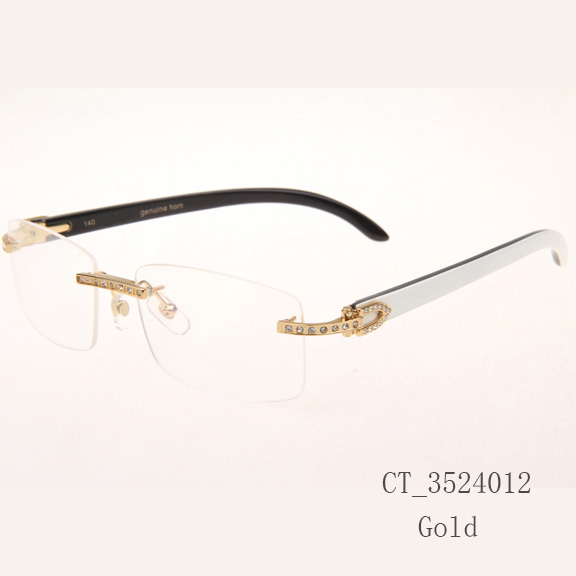 Cartier CT_3524012 Diamond White Mix Black Buffalo Eyeglasses In Gold - FashionPlug