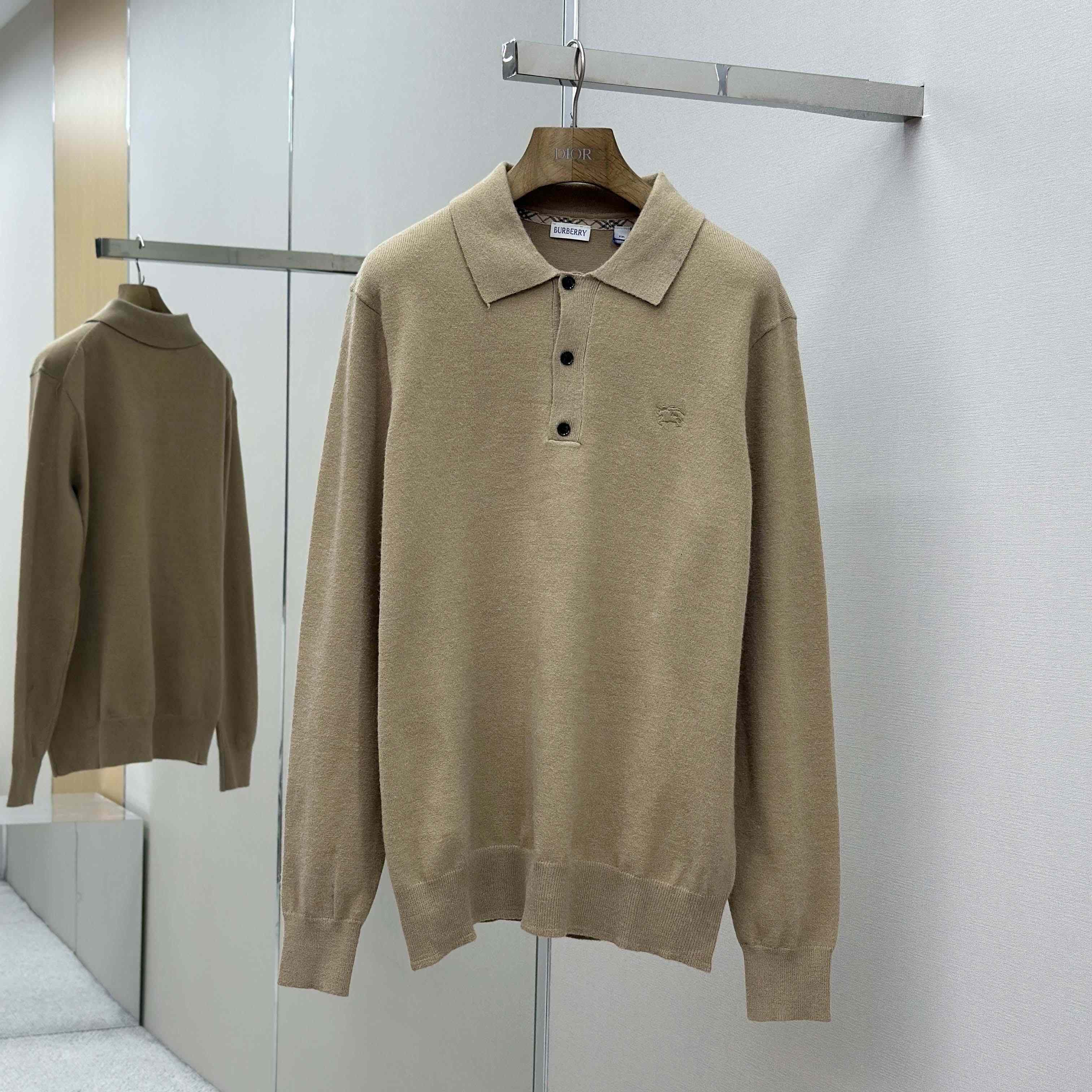 Burberry Long-sleeve Cashmere Blend Polo Shirt - FashionPlug