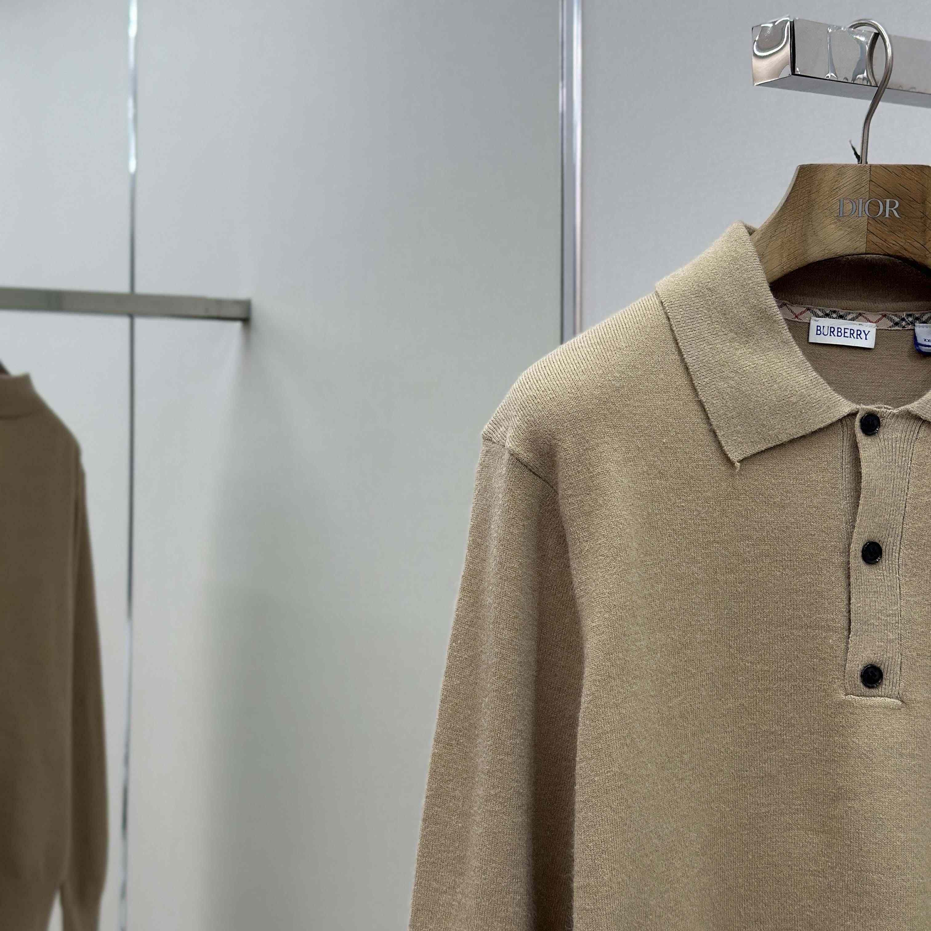 Burberry Long-sleeve Cashmere Blend Polo Shirt - FashionPlug