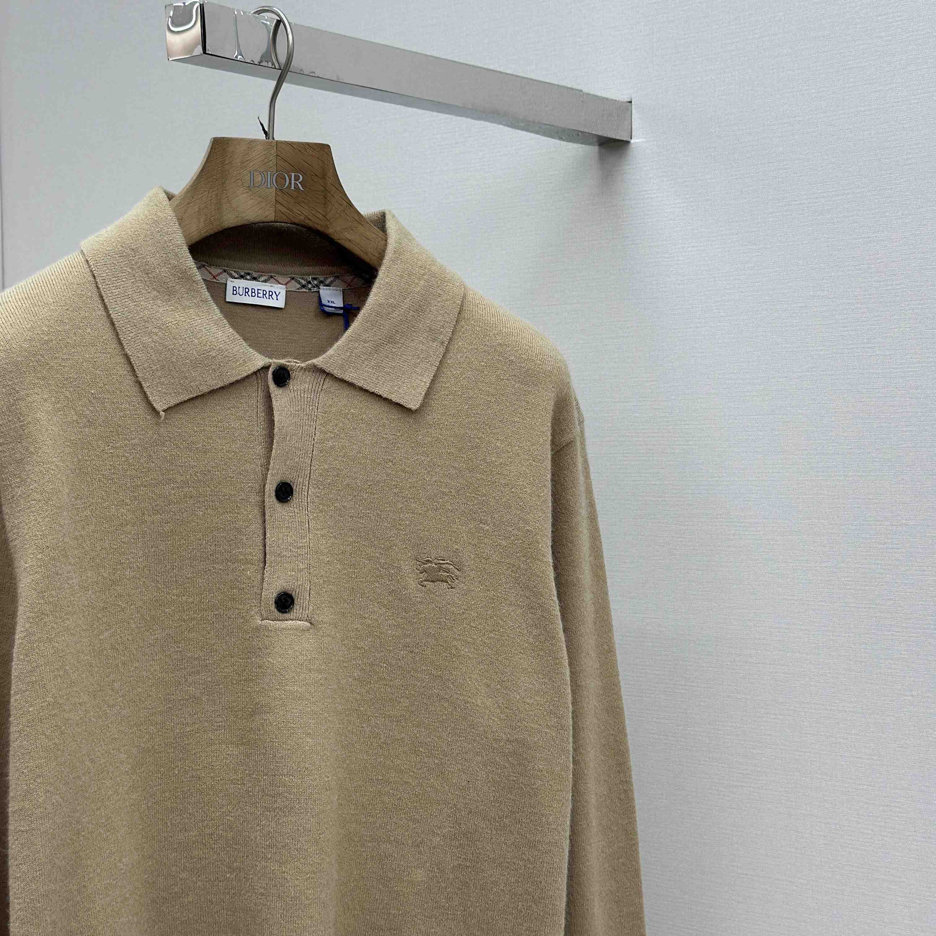Burberry Long-sleeve Cashmere Blend Polo Shirt - FashionPlug