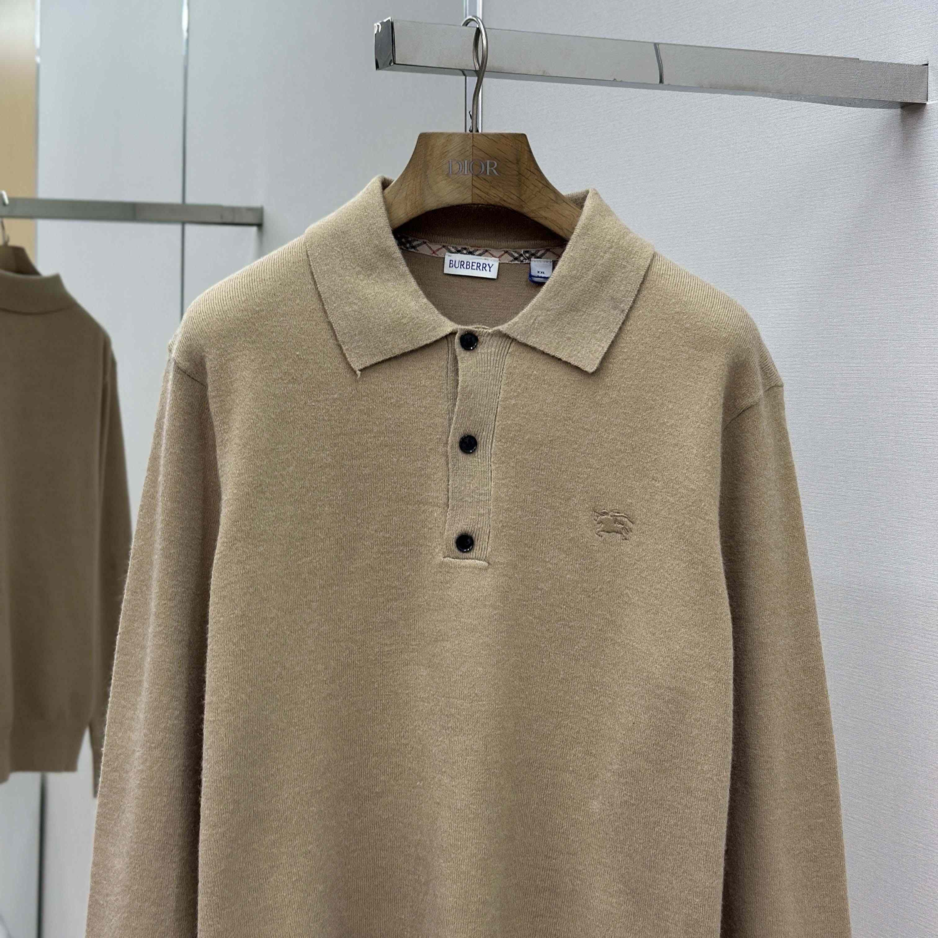 Burberry Long-sleeve Cashmere Blend Polo Shirt - FashionPlug