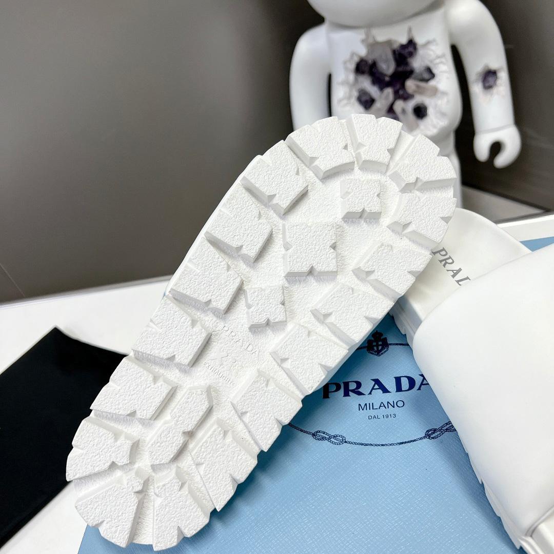Prada Soft Padded Nappa Leather Slides - FashionPlug
