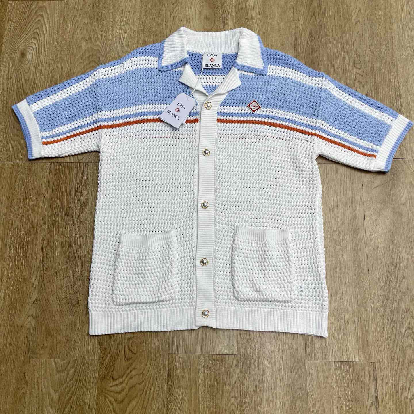 Casablanca Cotton Tennis Short Sleeve Crochet Shirt    D0103 - FashionPlug