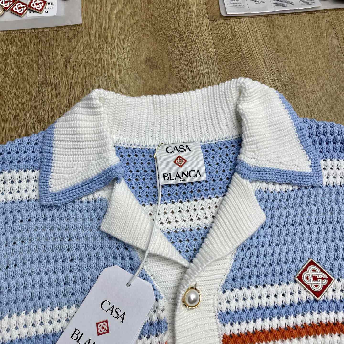 Casablanca Cotton Tennis Short Sleeve Crochet Shirt    D0103 - FashionPlug