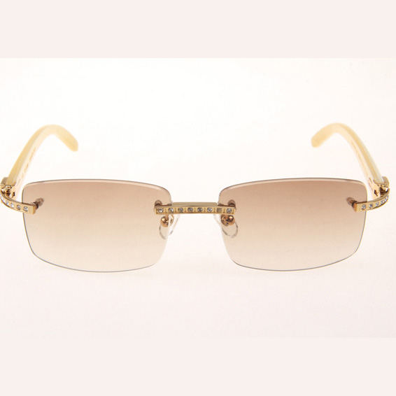 Cartier CT_3524012 Diamond White Buffalo Sunglasses In Gold Brown - FashionPlug