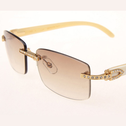 Cartier CT_3524012 Diamond White Buffalo Sunglasses In Gold Brown - FashionPlug