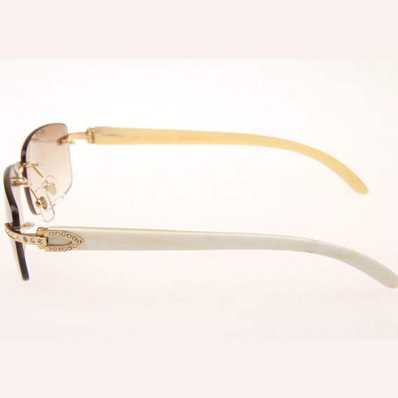 Cartier CT_3524012 Diamond White Buffalo Sunglasses In Gold Brown - FashionPlug