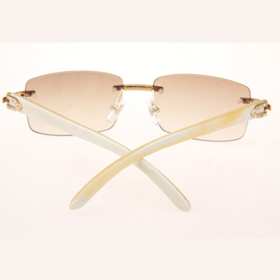 Cartier CT_3524012 Diamond White Buffalo Sunglasses In Gold Brown - FashionPlug