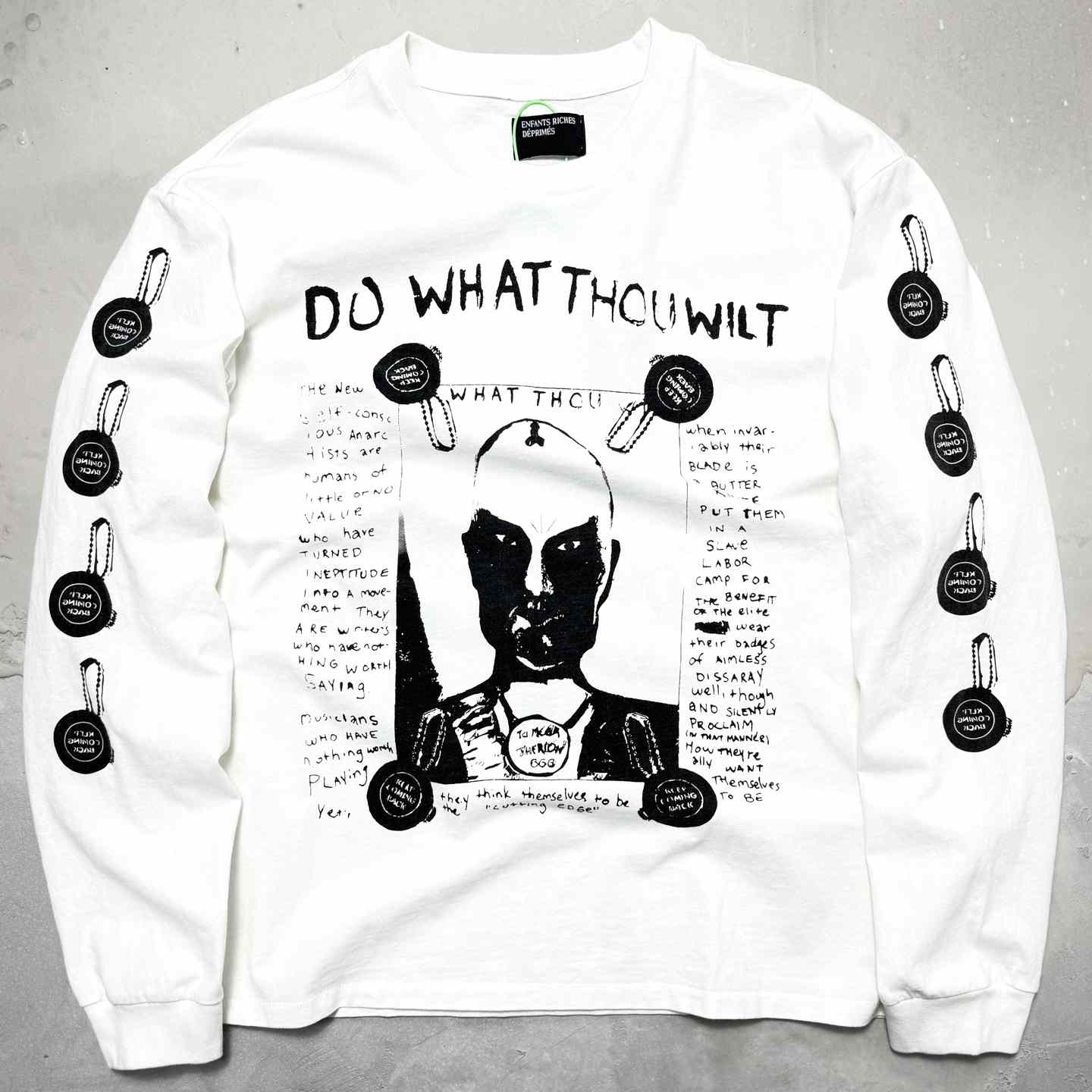 Enfants Riches Déprimés Do What Thou Wilt Long-Sleeve T-Shirt 'Faded White' - FashionPlug