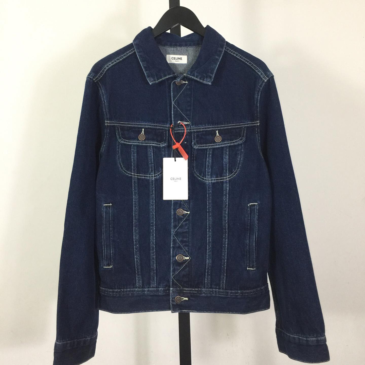 Celine Trucker Jacket In Royal Indigo Wash Denim - FashionPlug