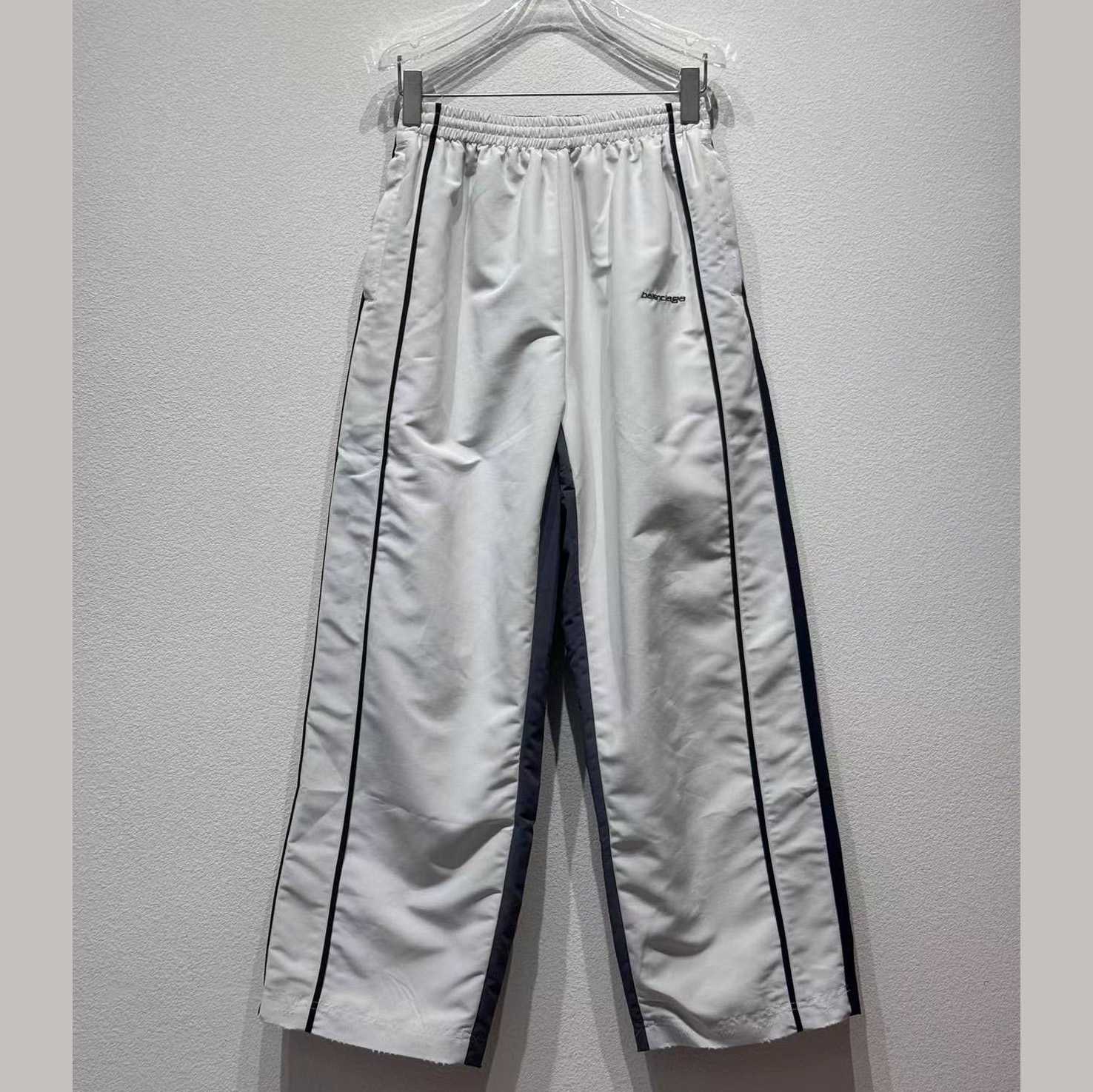 Balenciaga 50/50 Tracksuit Pants In White And Grey  - FashionPlug