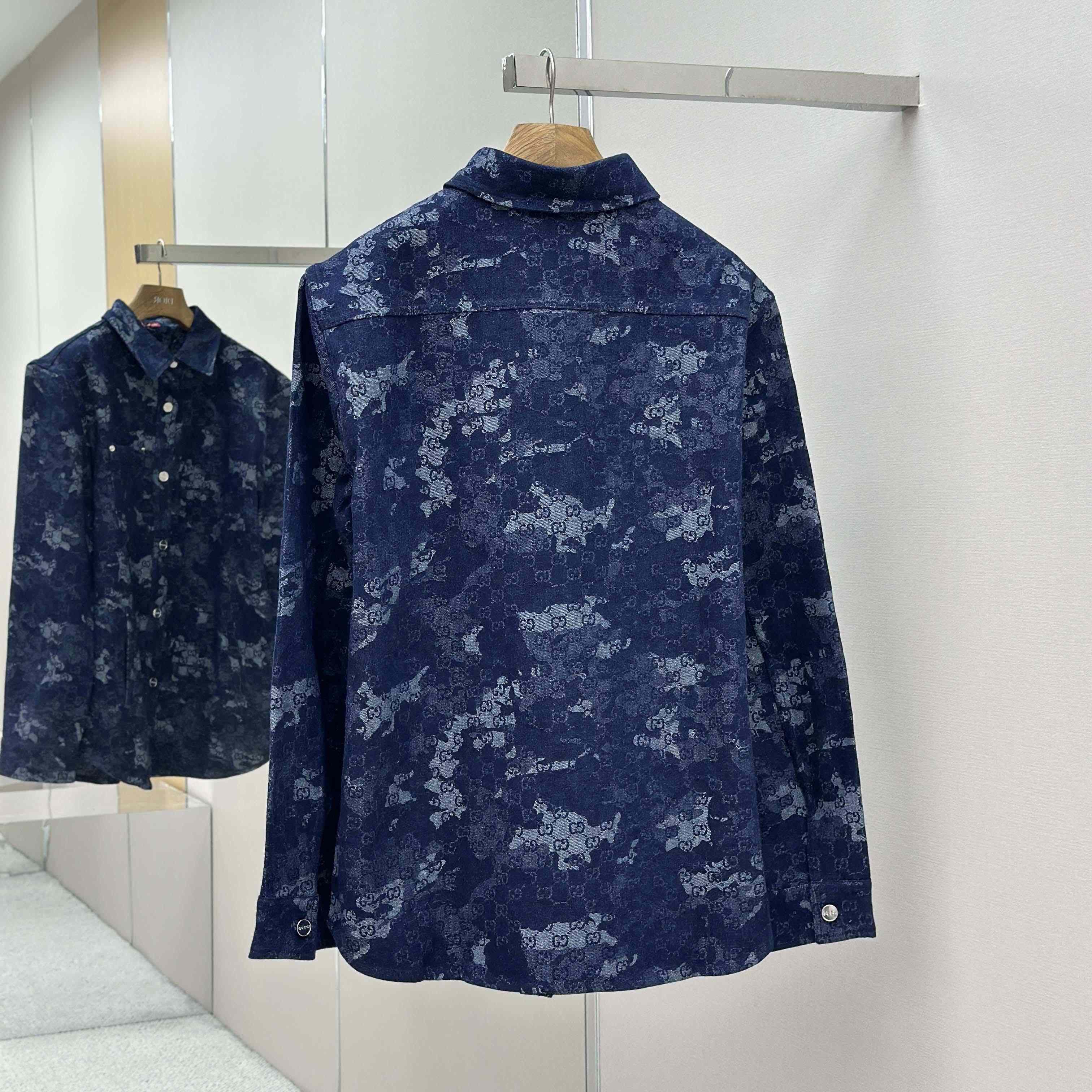 Gucci GG Jacquard Denim Shirt - FashionPlug