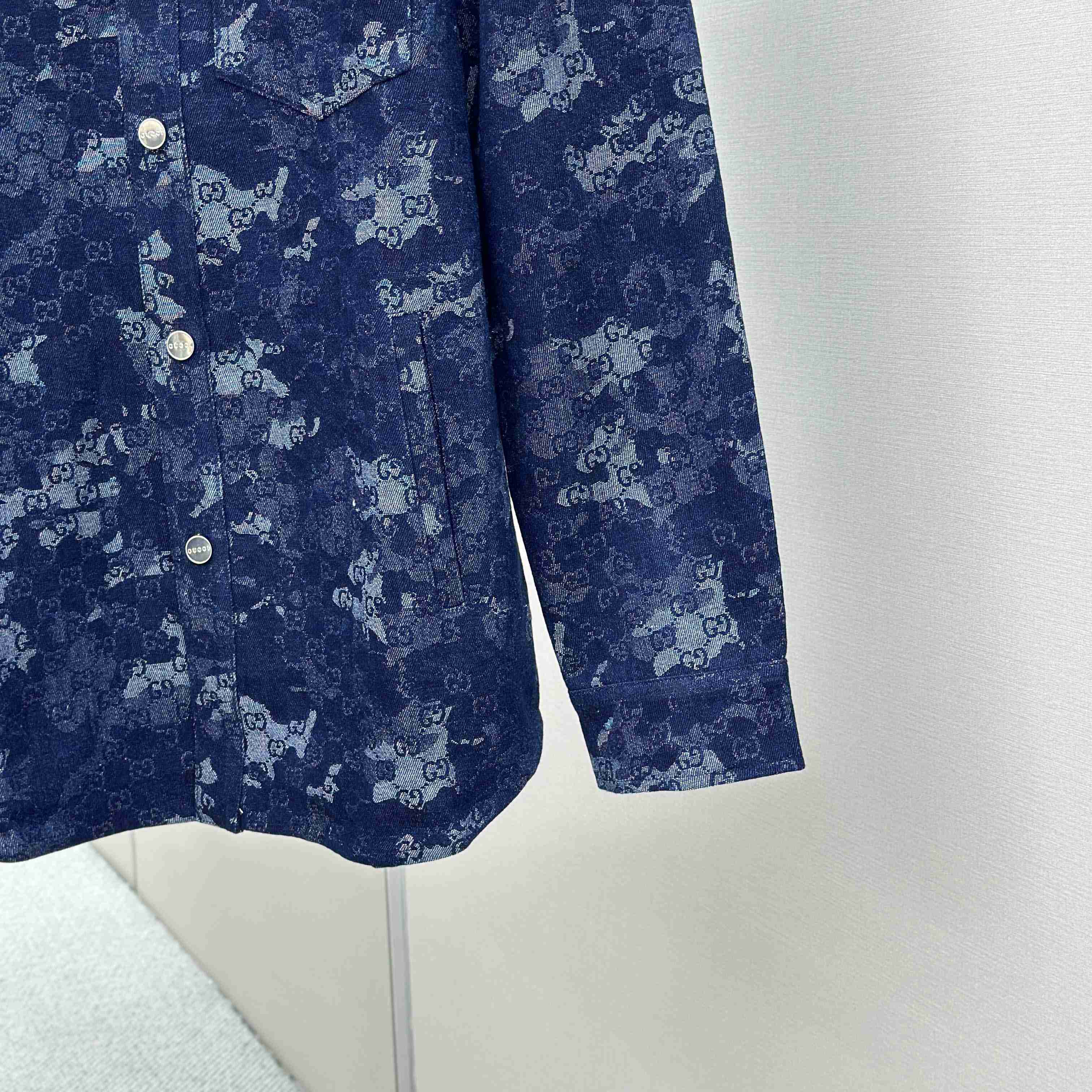 Gucci GG Jacquard Denim Shirt - FashionPlug