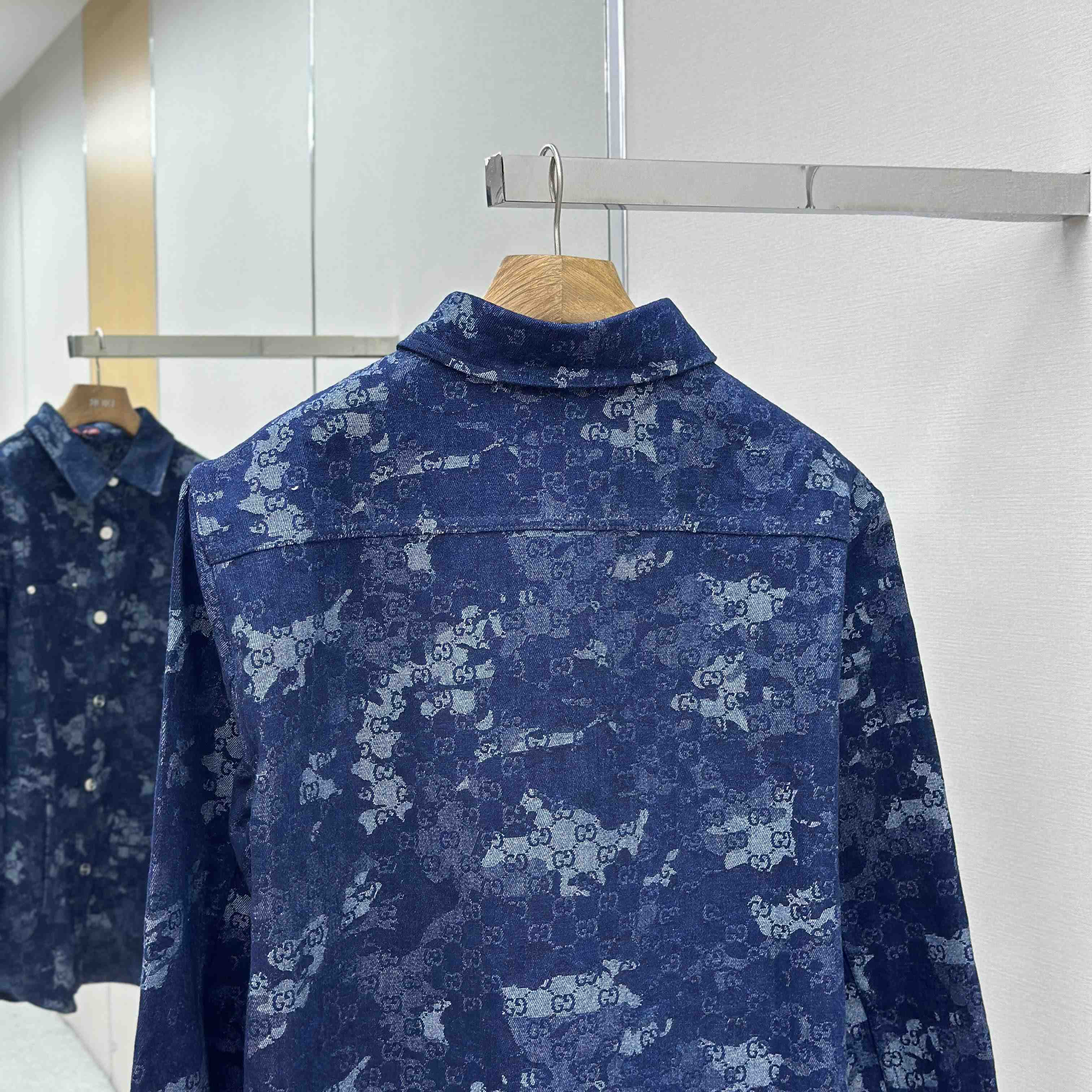 Gucci GG Jacquard Denim Shirt - FashionPlug