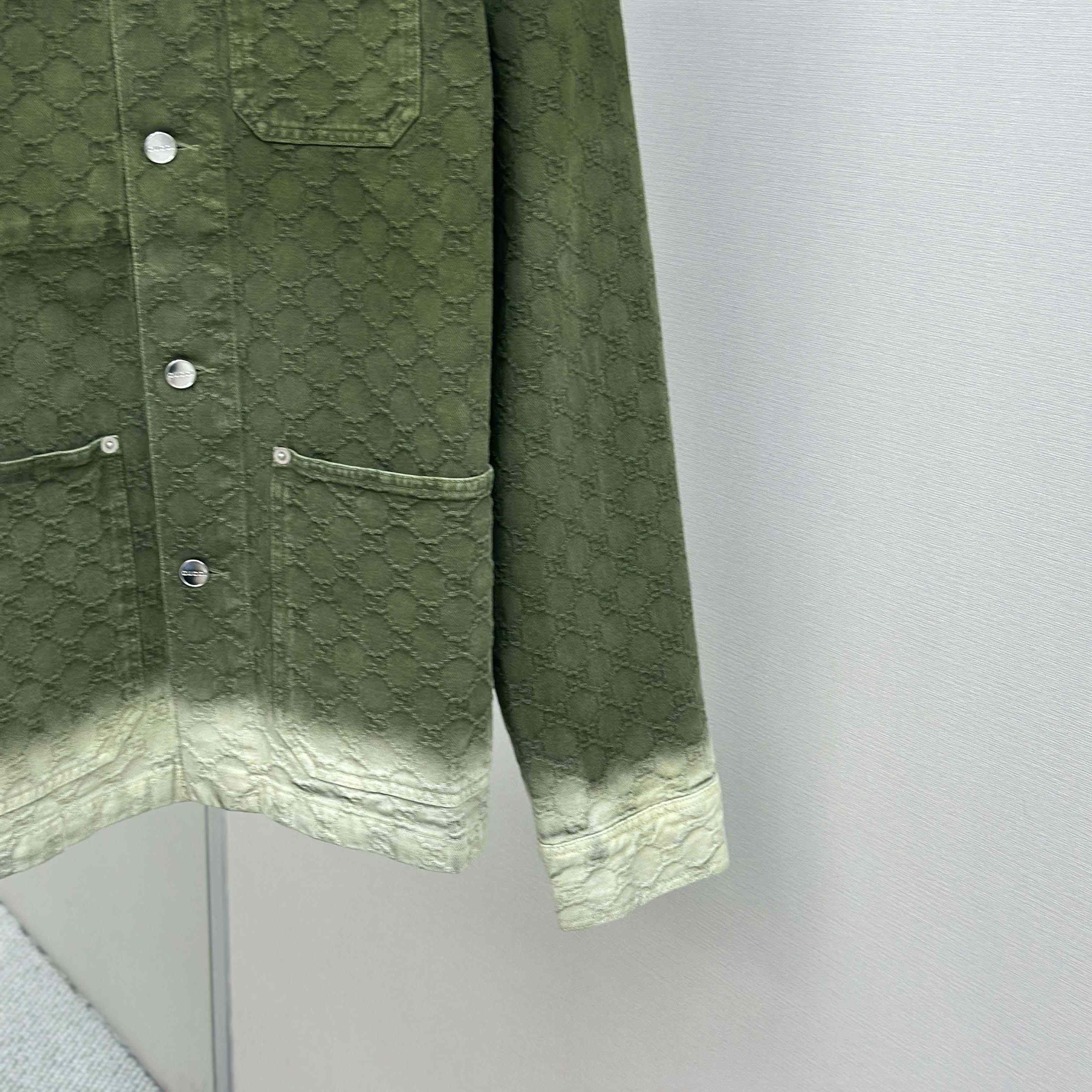 Gucci Bleached GG Cotton Denim Jacquard Shirt - FashionPlug