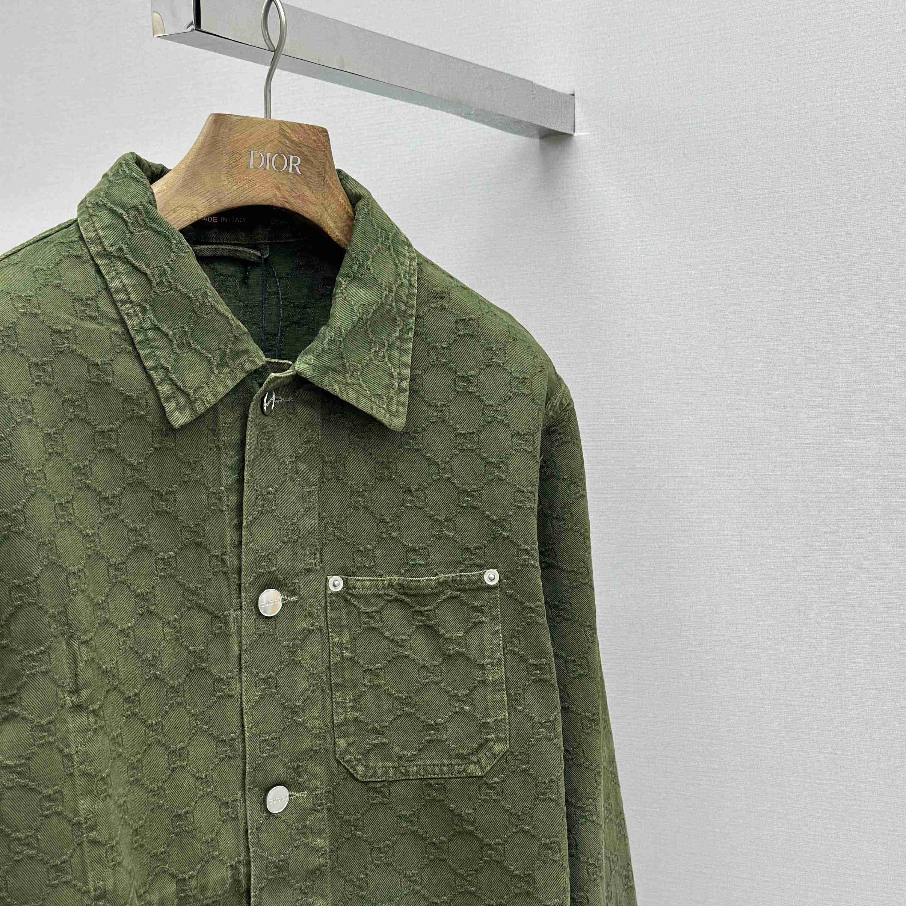 Gucci Bleached GG Cotton Denim Jacquard Shirt - FashionPlug