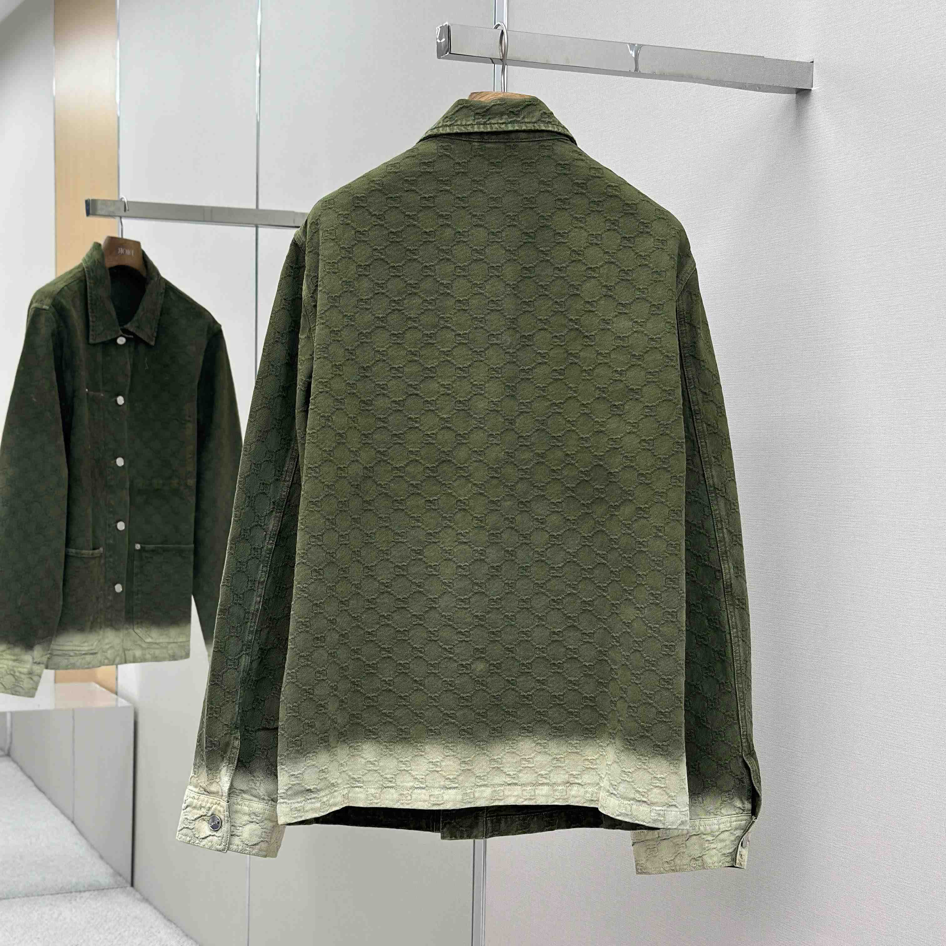 Gucci Bleached GG Cotton Denim Jacquard Shirt - FashionPlug