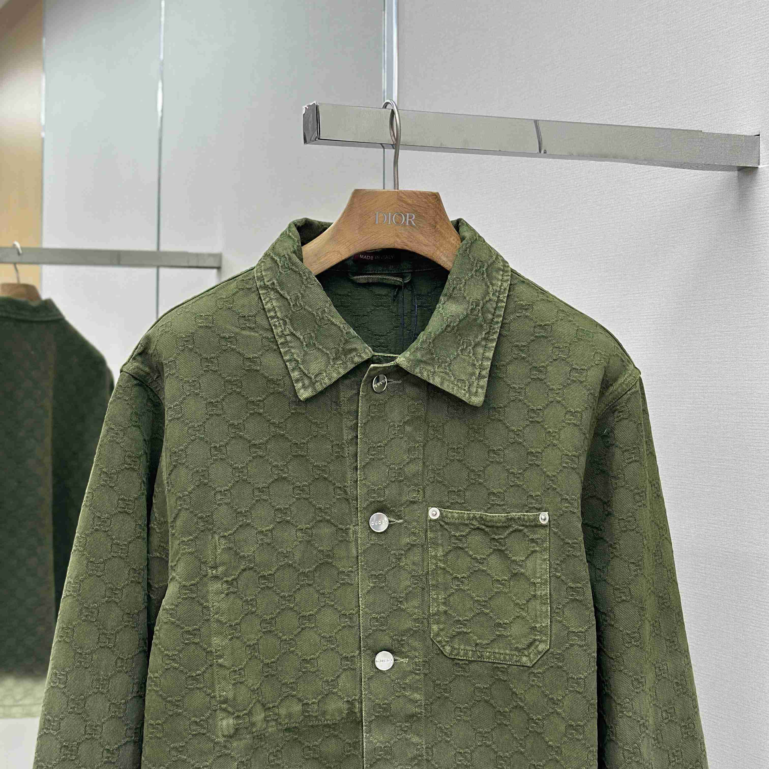 Gucci Bleached GG Cotton Denim Jacquard Shirt - FashionPlug