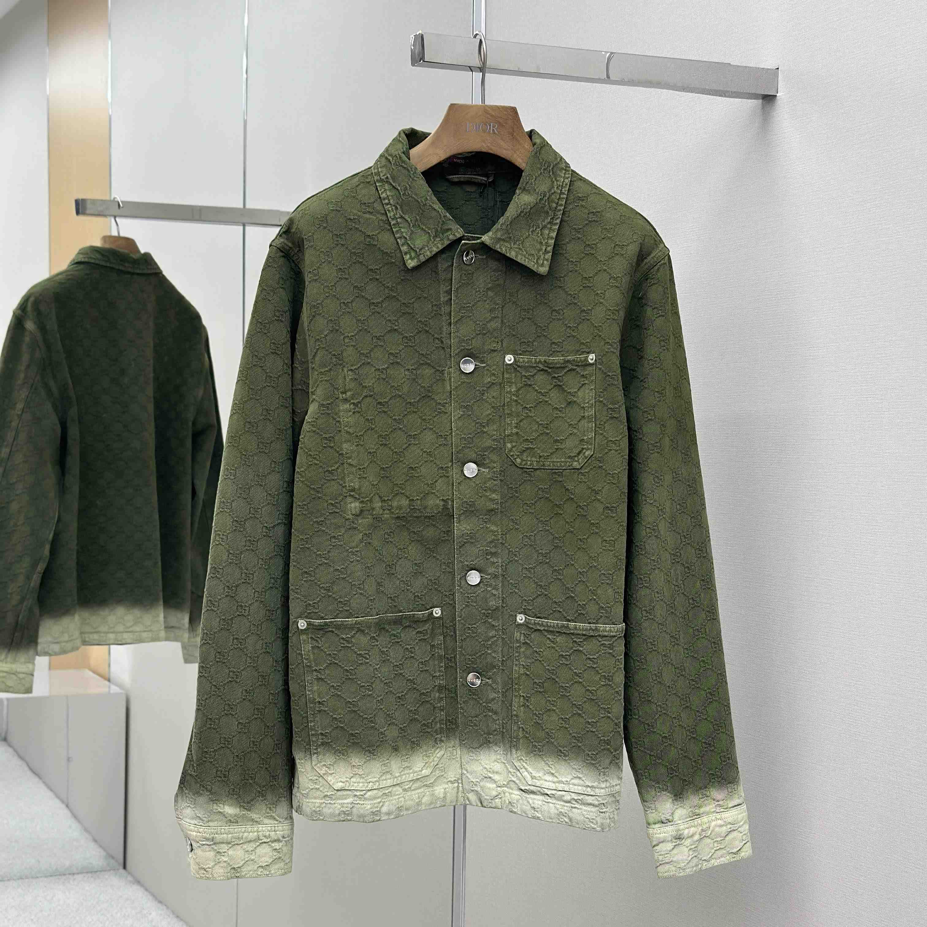 Gucci Bleached GG Cotton Denim Jacquard Shirt - FashionPlug