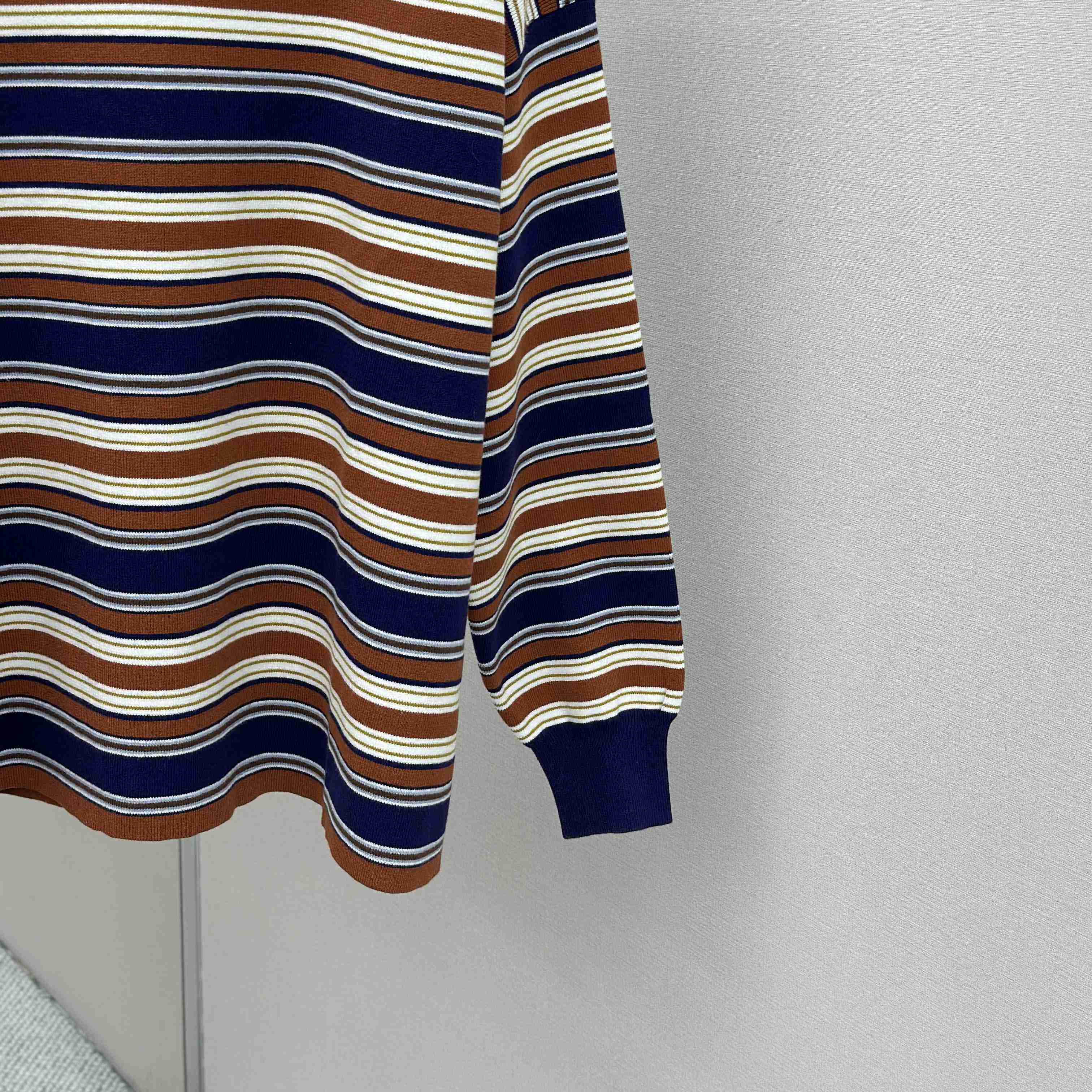 Celine Triomphe Loose Polo In Striped Cotton  - FashionPlug