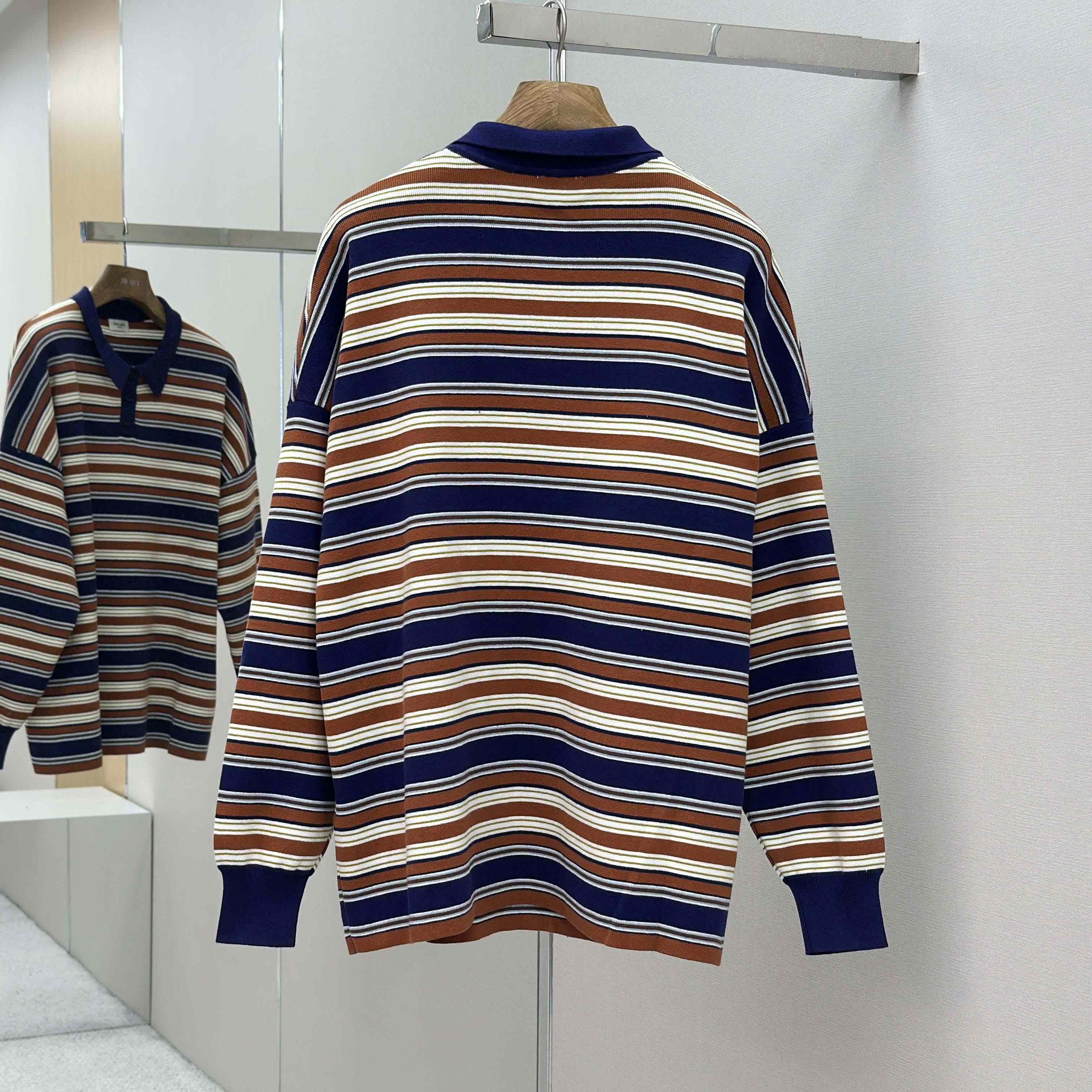 Celine Triomphe Loose Polo In Striped Cotton  - FashionPlug