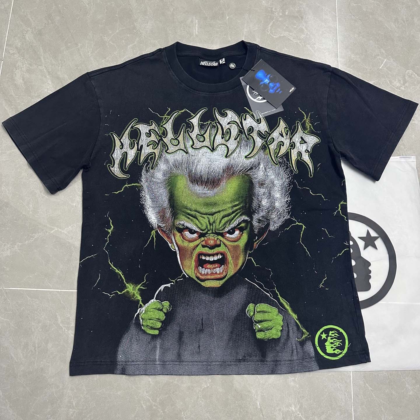 Hellstar Star Green Angry Person Tee - FashionPlug