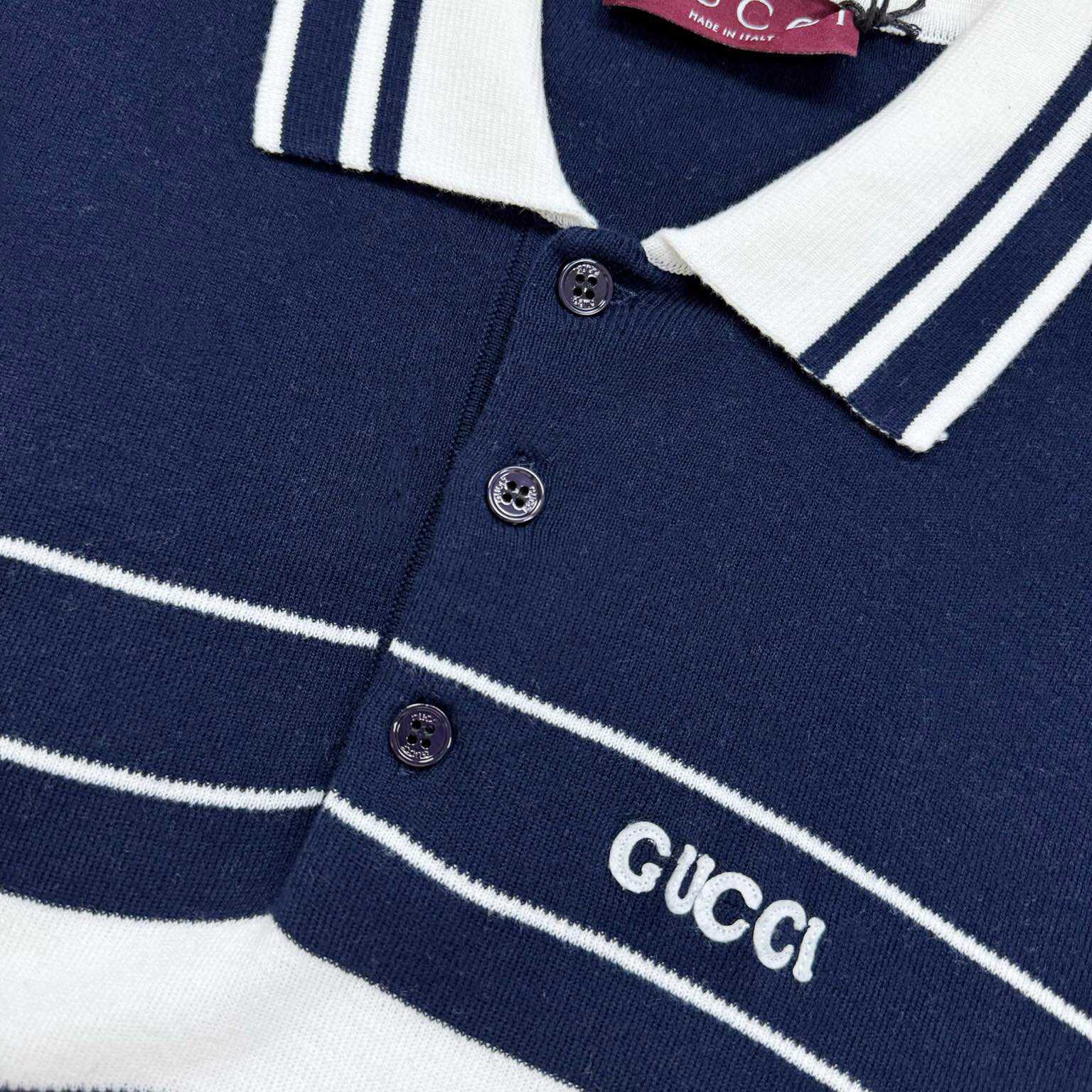 Gucci Cotton Polo Shirt With Embroidery  - FashionPlug