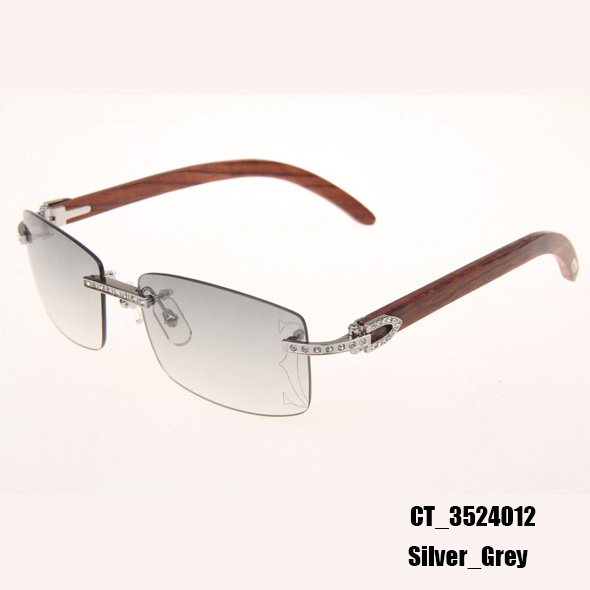 Cartier CT_3524012 Diamond Wood Eyeglasses In Silver Grey - FashionPlug