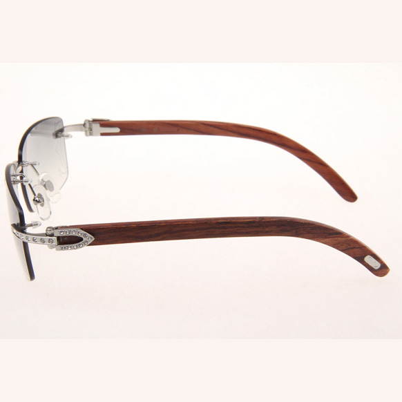 Cartier CT_3524012 Diamond Wood Eyeglasses In Silver Grey - FashionPlug