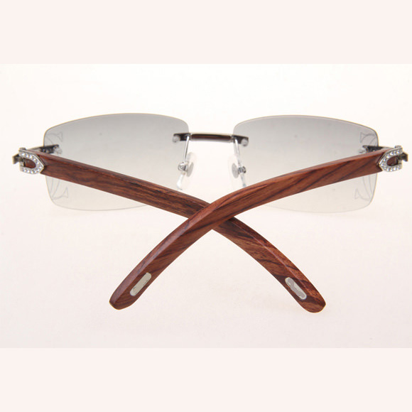 Cartier CT_3524012 Diamond Wood Eyeglasses In Silver Grey - FashionPlug