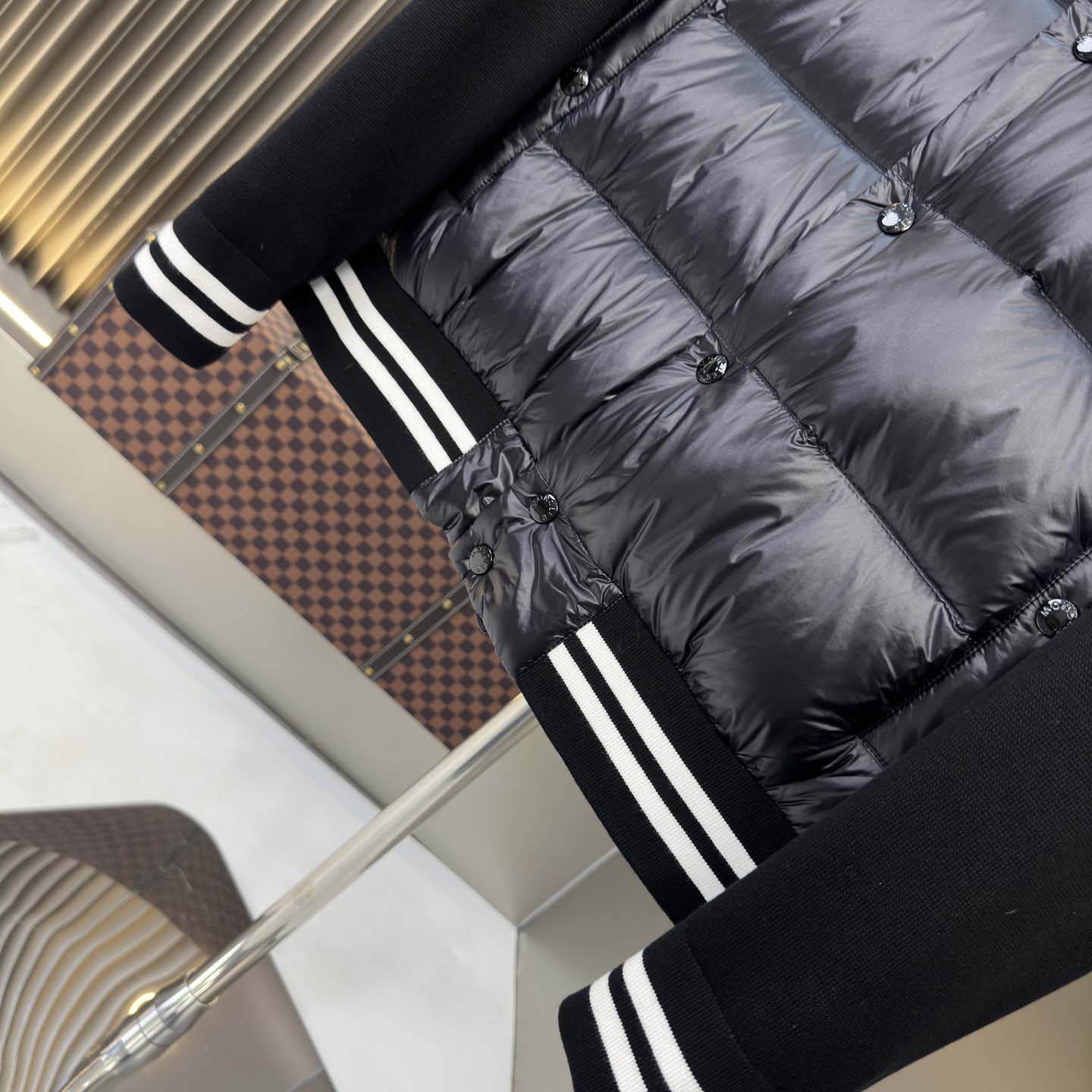 Moncler Paneled Down Jacket - FashionPlug