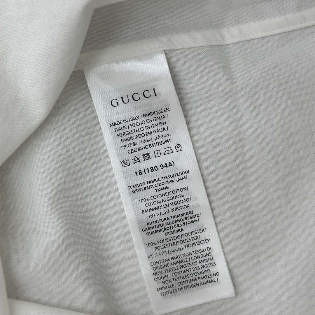 Gucci Web-stripe Trim Cotton Shirt - FashionPlug