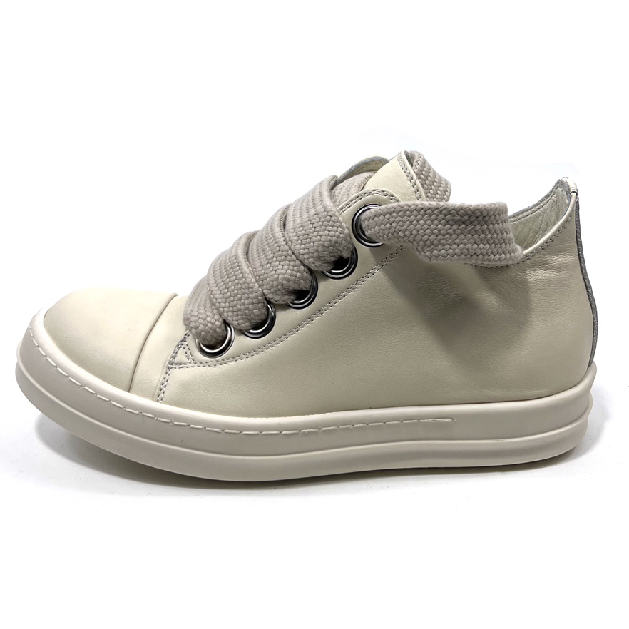 Rick Owens Lido Low Top Sneaks Jumbo Laced Milk - FashionPlug