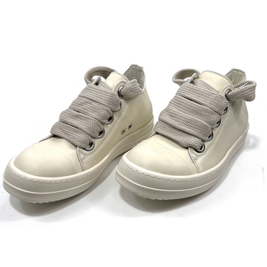 Rick Owens Lido Low Top Sneaks Jumbo Laced Milk - FashionPlug