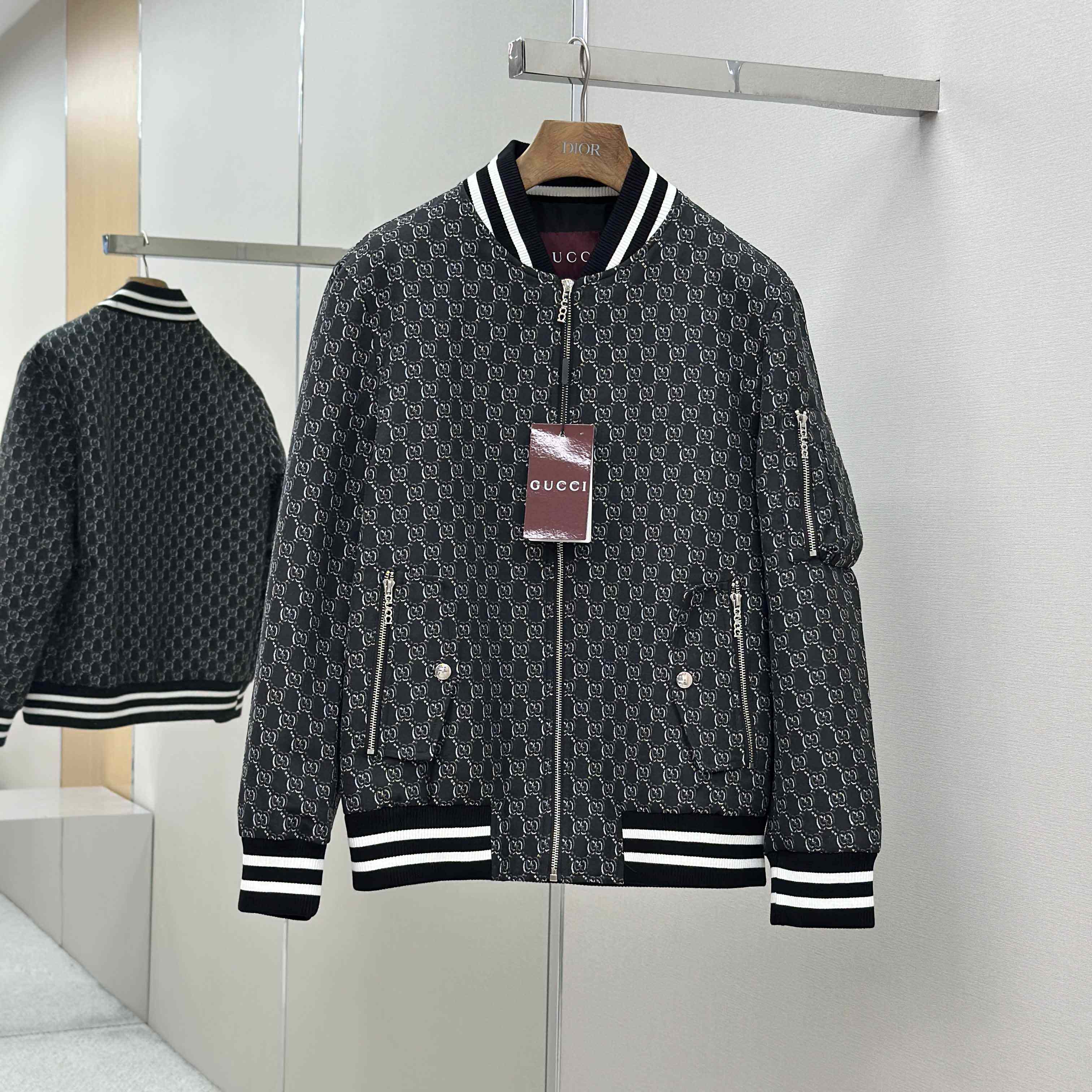 Gucci Logo-Jacquard Padded Cotton-Twill Bomber Jacket - FashionPlug