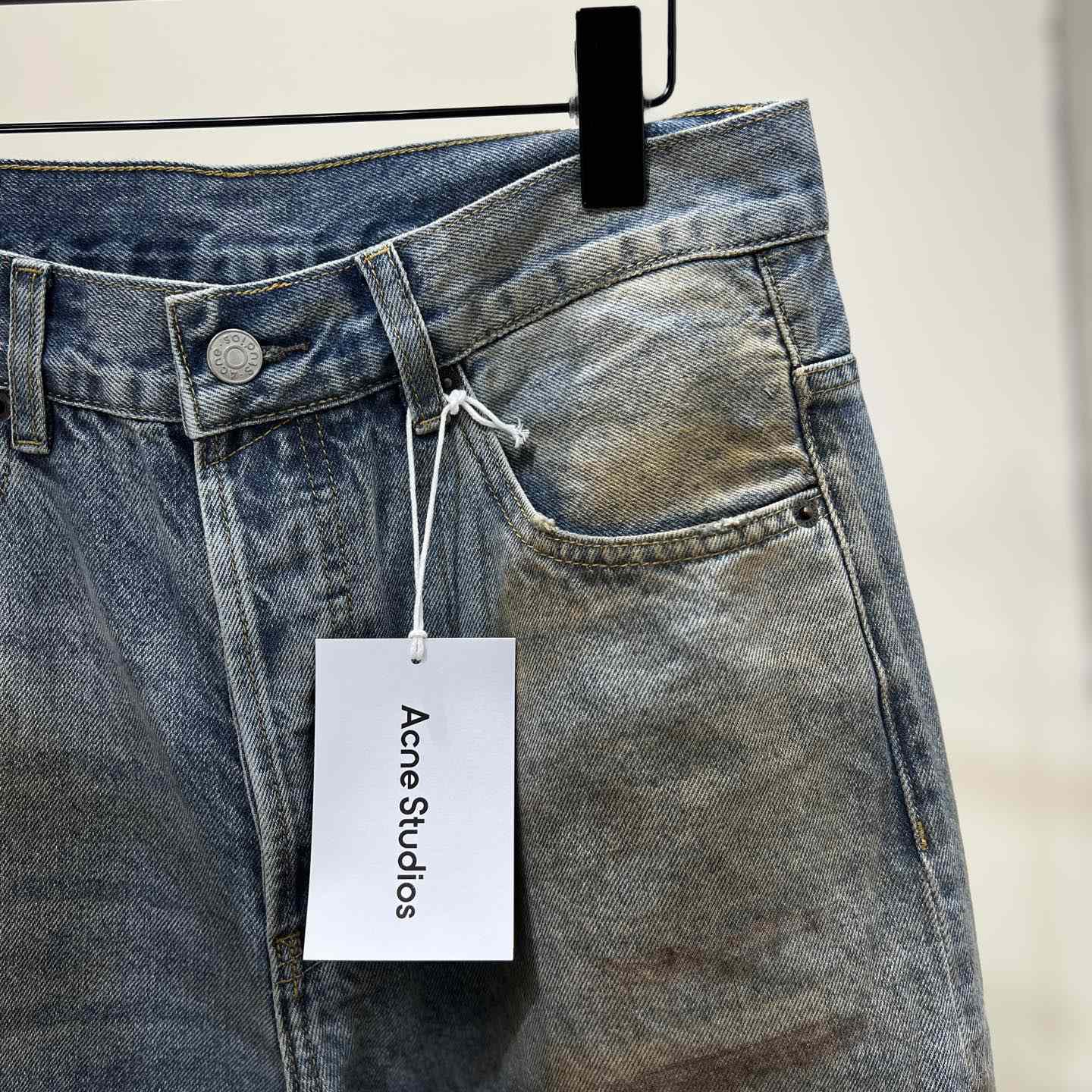 Acne Studios Mud Distressed Micro Flared Baggy Pants - FashionPlug